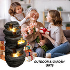 Outdoor Waterfall Fountain with Lights Stacked Rock Cascading Water Feature Resin Garden Decor for Patio Yard Porch Landscape