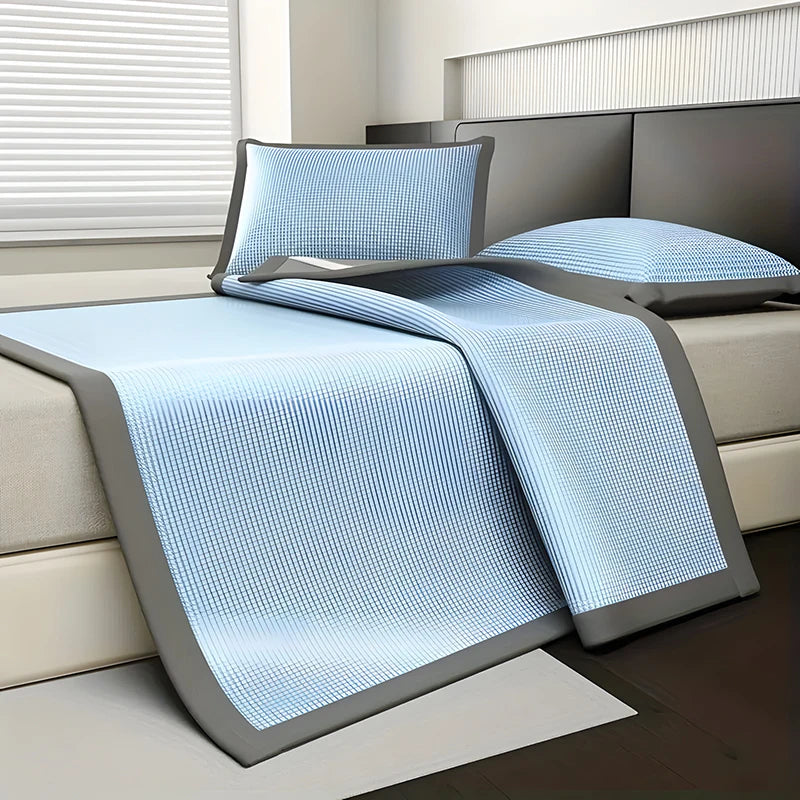 Summer Ice Silk Cooling Pad Breathable Jacquard Mattress Cover with Nonwoven Surface for College Student Dorm Bedroom Cool Sleep
