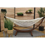 Durable Double Cotton Hammock with Pine Arc Stand - 450 lb Capacity, Complete with Hardware and Guide