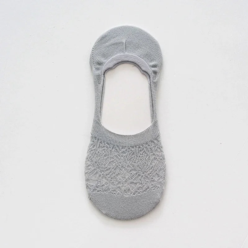 Fashion Non-slip Silicone Lace Ankle Socks Women Invisible Hollow Out Cotton Summer Boat Socks Breathable Short Low Cut Socks