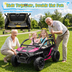 Joyracer 24V 4WD Kids Ride-On UTV, 4-Wheel Shock Absorption, Key Start, Slow Start, Music And LED Lights, 60-80 Mins Ride Time