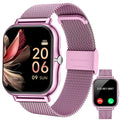 Full Touchscreen Smartwatch for Men and Women, Wireless Bluetooth for Making/answering Calls, 100+ Sports Modes, Weather, Stopwatch, Timer, Alarm Clock, Alloy Case, Stainless Steel Strap, Stylish and Minimalist Design, Compat
