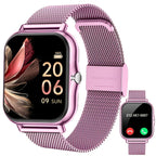 Full Touchscreen Smartwatch for Men and Women, Wireless Bluetooth for Making/answering Calls, 100+ Sports Modes, Weather, Stopwatch, Timer, Alarm Clock, Alloy Case, Stainless Steel Strap, Stylish and Minimalist Design, Compat