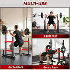 Max Load 660lbs: Versatile Squat Stand, Bench Press Rack, and Heavy Duty Bar Holder for Home Gym Strength Training