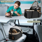Travel Pet Stroller for Multi-Pet Homes, Detachable Carrier Material, Black, Foldable with Safety Belts and 4 Lockable Wheels