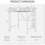 Twin Size Metal Bed Frame with Ladder, Rustic Style, No Box Spring Needed, Space-Saving for Bedrooms or Dorms