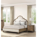 Rustic Oak 3-Piece Eastern King Bed with Nightstands, Solid Wood, Unique Legs, Upholstered Frame, Traditional Design