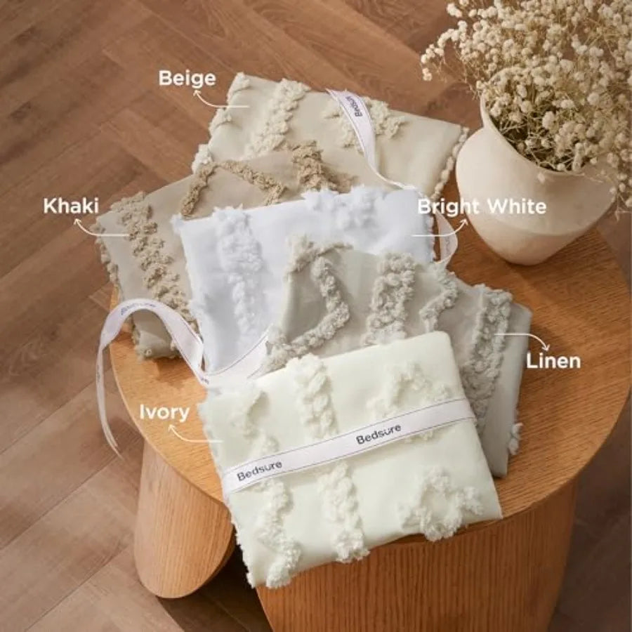 Tufted Boho Comforter Set Size - Beige Boho Bed Set, GentleSoft™ 3 Pieces Farmhouse-Style Embroidery Bedding, Gifts for Woman,