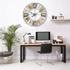 Decorative Large Metal Wall Clock for Living Room - Modern Farmhouse Wall Décor