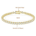 OXTAO Bezel Set Moissanite Tennis Bracelet 14K Gold Filled D Color VVS1 Round Cut Imitation Diamond Bracelet Gifts for Women