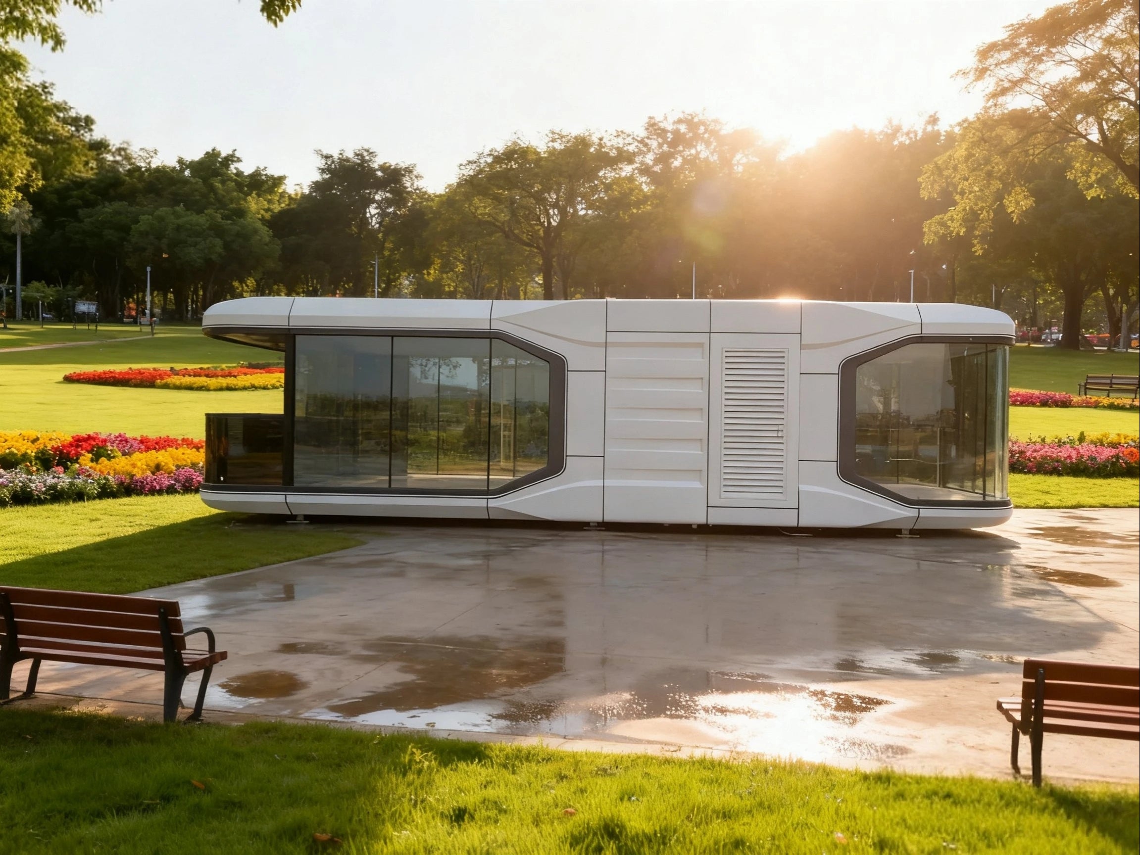 customized Expandable Apple Cabin Prefabricated Movable Tiny House 20ft 40ft for Outdoor Glamping Resort Use with Solar Panel