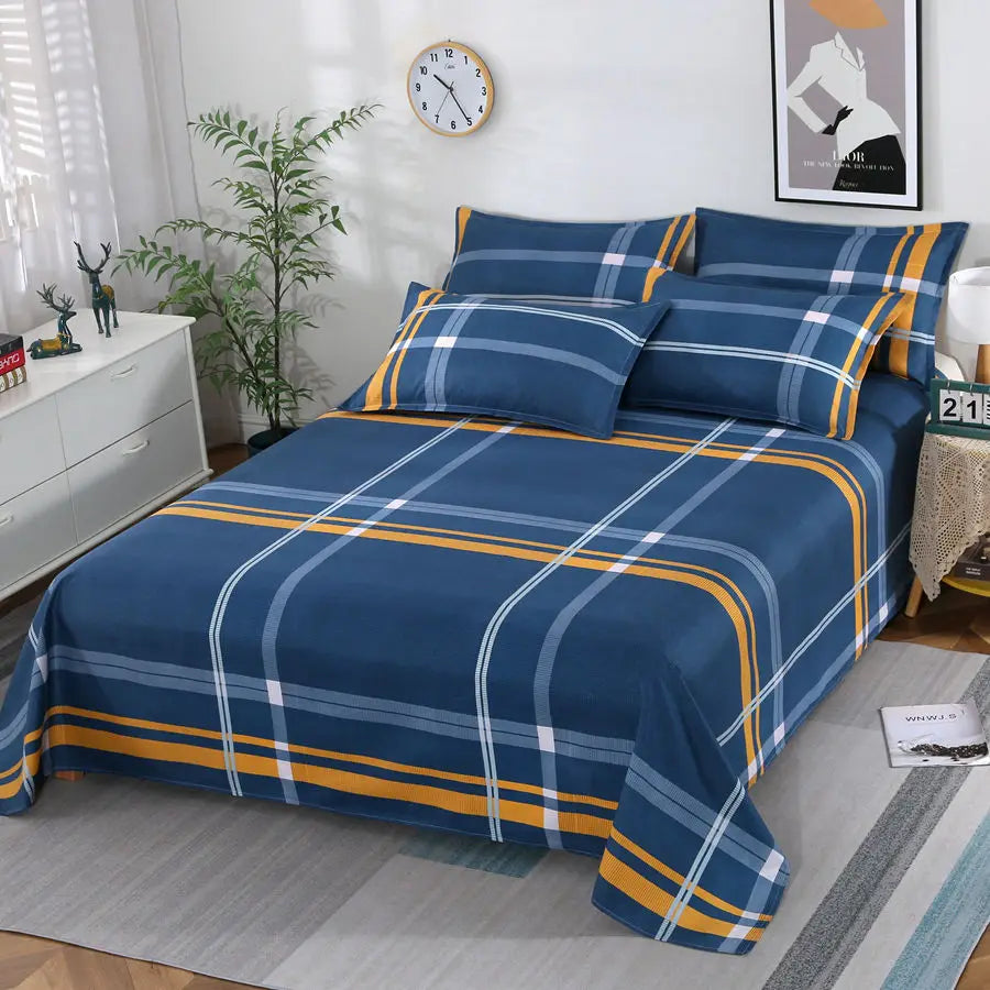 3pcs/Set Home Textile Bed Sheet Set with Pillowcases Cotton Material Lovers Room Bedding Room Flat Sheet