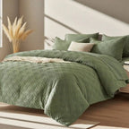 7pcs Simple And Stylish Embossed Comforter Sets Queen, 100% Polyester Lightweight Comfortable Summer Bedding Set, Super Soft And