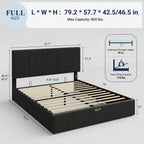 Full/Queen/King Size Velvet Lift Up Storage Bed Frame, Vertical Channel Tufted Headboard, Hydrualic Underneath Storage, Upholstered Platform Bed, Wooden Slats Support, No Box Spring Needed, Black