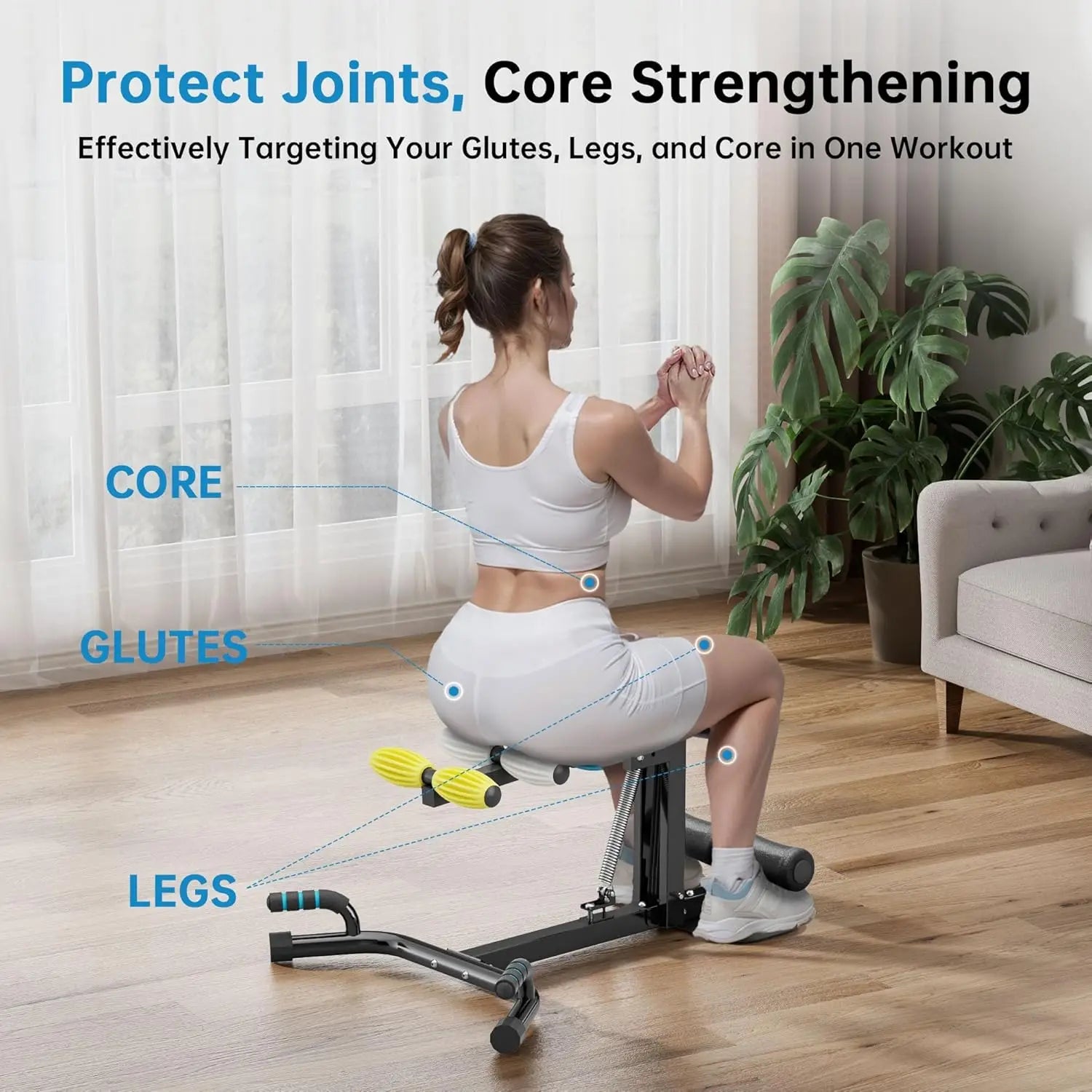 Home Gym Deep Squat Machine in Steel, Gray Color, Adjustable with Roman Chair Function, Low Impact, 300Lbs Capacity