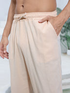 Men's Casual Cotton Linen Pants Loose Straight Breathable Summer Trousers Comfortable Linen Clothing