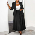 Two Piece Set Plus Size Clothes Spring Autumn V-Neck Long Sleeve Top Maxi Skirt Women Sets Streetwear Casual Office Lady Suit