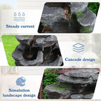 7-Tier Outdoor Garden Waterfall Fountain with LED Lights for Patio, Deck, and Backyard