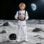 Kids White Astronaut Jumpsuit Space Flight Suit Boys Girls Cosplay Costume Halloween School Stage Role Play Spaceman Outfits