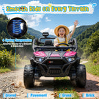 Joyracer 24V 4WD Kids Ride-On UTV, 4-Wheel Shock Absorption, Key Start, Slow Start, Music And LED Lights, 60-80 Mins Ride Time