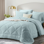 5/7 Piece Solid Color Bed Comforter Set Queen, Creative Geometric Pattern Design, Soft And Comfortable Summer Bedding Set