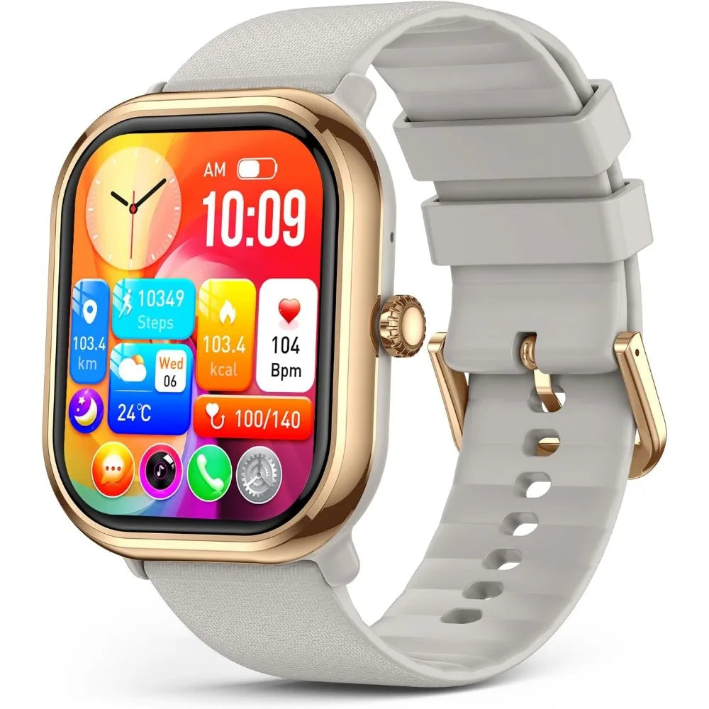 1.96" AMOLED Smartwatch for Women with 100+ Sport Modes, IP68 Waterproof Fitness Tracker Compatible with iOS and Android