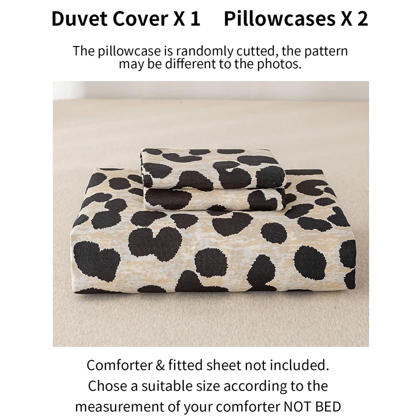 Fashionable Leopard Print Three-Piece Duvet Cover Set (1 Duvet Cover + 2 Pillowcases) Made of Ultra-Soft, Breathable Fabric, Skin-Friendly, Comfortable, Breathable, Machine Washable, Suitable for All Seasons, Elegant and Exqu