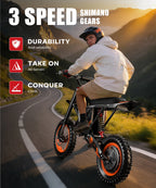 Y66 FREEBOY Adult Electric Dirt Bike 2000W Rear Motor 48V 22.5Ah Battery 34MPH Max Speed 12"+10" All Terrain Fat Tire Off Road Electric Motorcycle Hydraulic Disc Brake Electric Motorbike for Outdoor Mountain Trail Riding