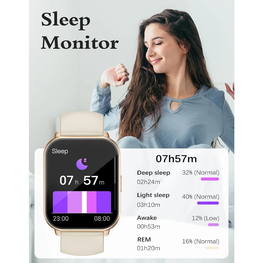 Smart Watches for Men and Women with 2 Bands, 1.8" Display, Fitness Tracker, Waterproof White