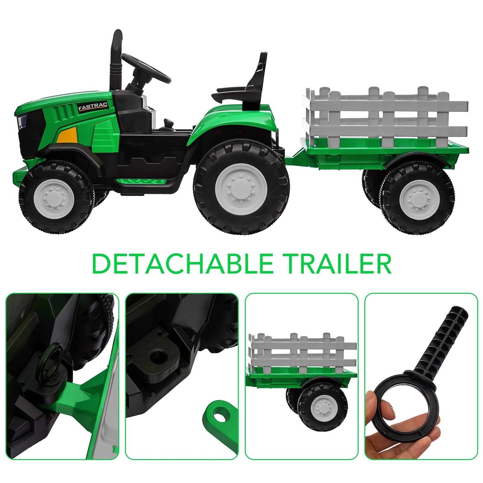 12V Kids Electric Tractor Ride On Toy With Dual Motors, 4 Wheel Battery Powered Farm Vehicle, 4 MPH Toddler Quad For Ages 3-6