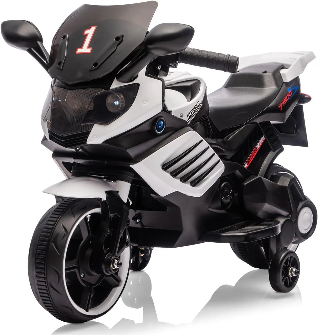 6V Kids Motorcycle, Electric Ride On Car Toy with Training Wheels, Working Headlight, Horn & Music,for Toddlers Boys Girls 3-6Y
