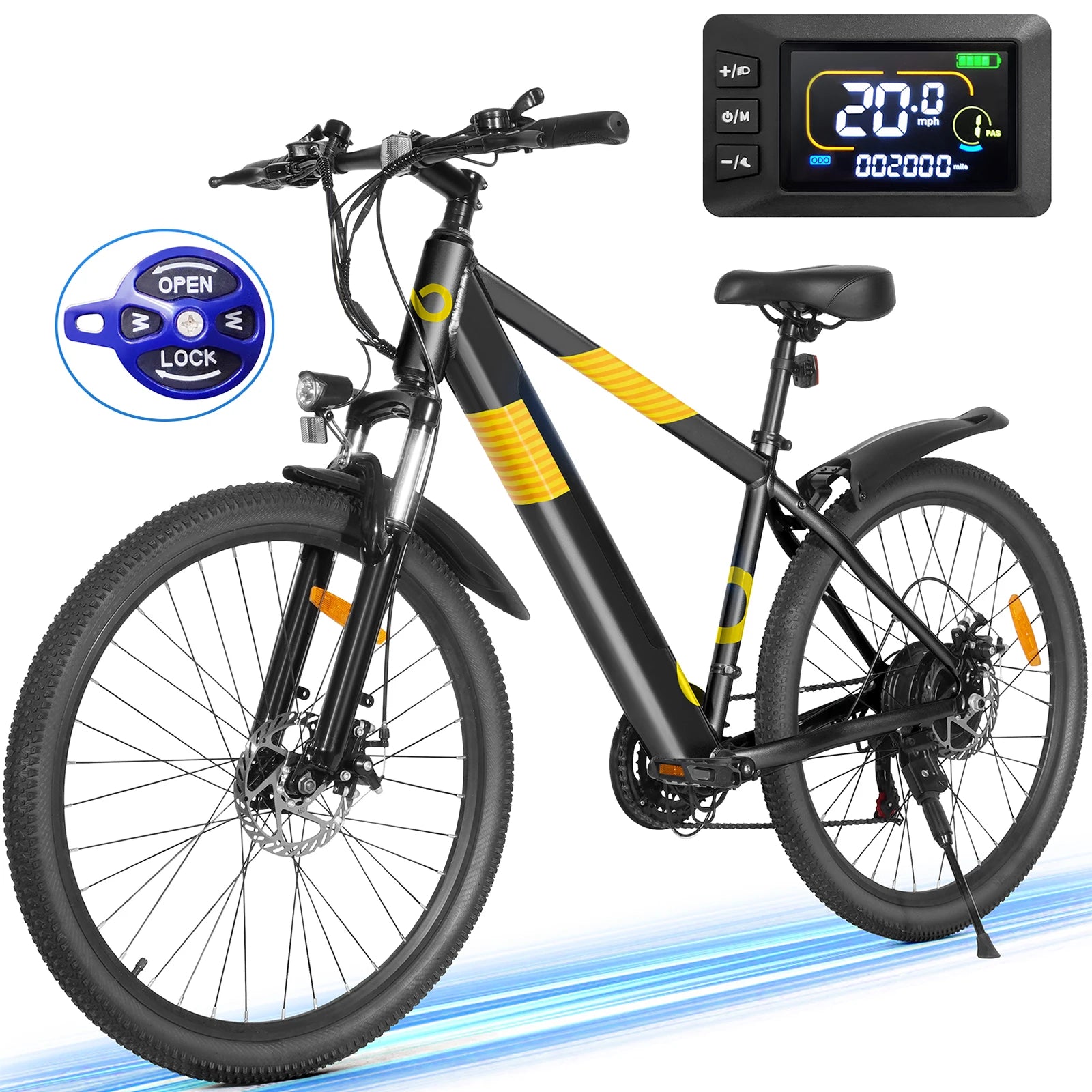550W Adult electric mountain bike 26", 48V built-in hidden removable battery, up to 50 miles, urban commuter bike.