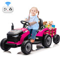 24V Kids Ride On Tractor w/400W Motors, 2-IN-1 Power Tractor Wheels w/Remote Control, Tiltable & Detachable Trailer, Adjustable Seat, Music, 24Volt Ride On Toys Electric Tractor for Kids
