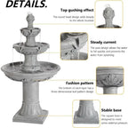 3-Tier Outdoor Water Fountain with Pump & Pine Top, 48.4 Tall Large Pillar Waterfalls for Indoor or Outdoor, Deck Patio Garden F