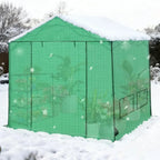 8x8 Walk-In Outdoor Garden Greenhouse with Automatic Ventilation, Zippered Doors & Windows, Green PE Cover