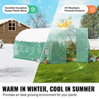 SucceBuy Walk-in Tunnel Greenhouse Hoop House Greenhouse Tunnel Plant House with Galvanized Steel Frame Swing Door for Outdoor