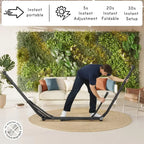 Heavy-Duty Indoor/Outdoor Hammock with Steel Stand, 600lbs Capacity, Durable Double-Layered Polyester, Grey