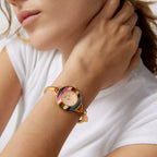 Binda Women’s Elegant Waterproof Quartz Watch – Rainbow Gold Stainless Steel Bracelet, Round Delicate Dial