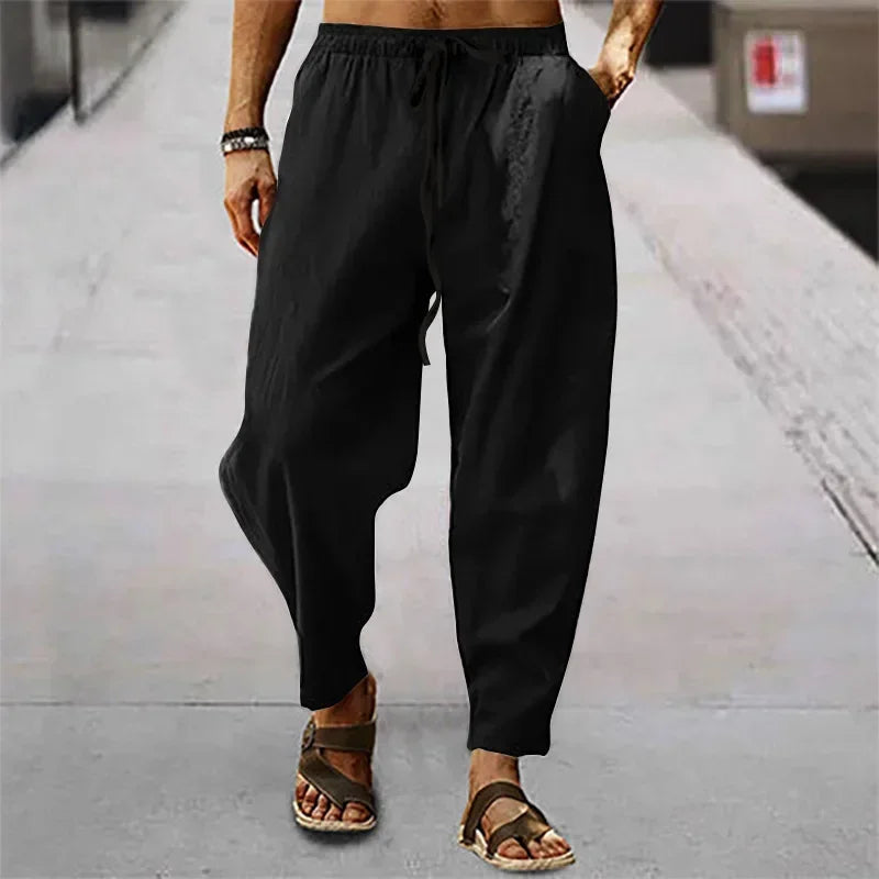 Wide Pants Spring Men's Korean Fashion Sports Streetwear Linen Oversize Trousers Yoga Pants Sweatpants Casual Daily Wear