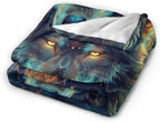 Wolf Fantasy Wolf Throw Blanket, 60"x50", Flannel, Animal Print, Unisex Adults & Kids, Warm, Water Repellent, Anti-Allergy