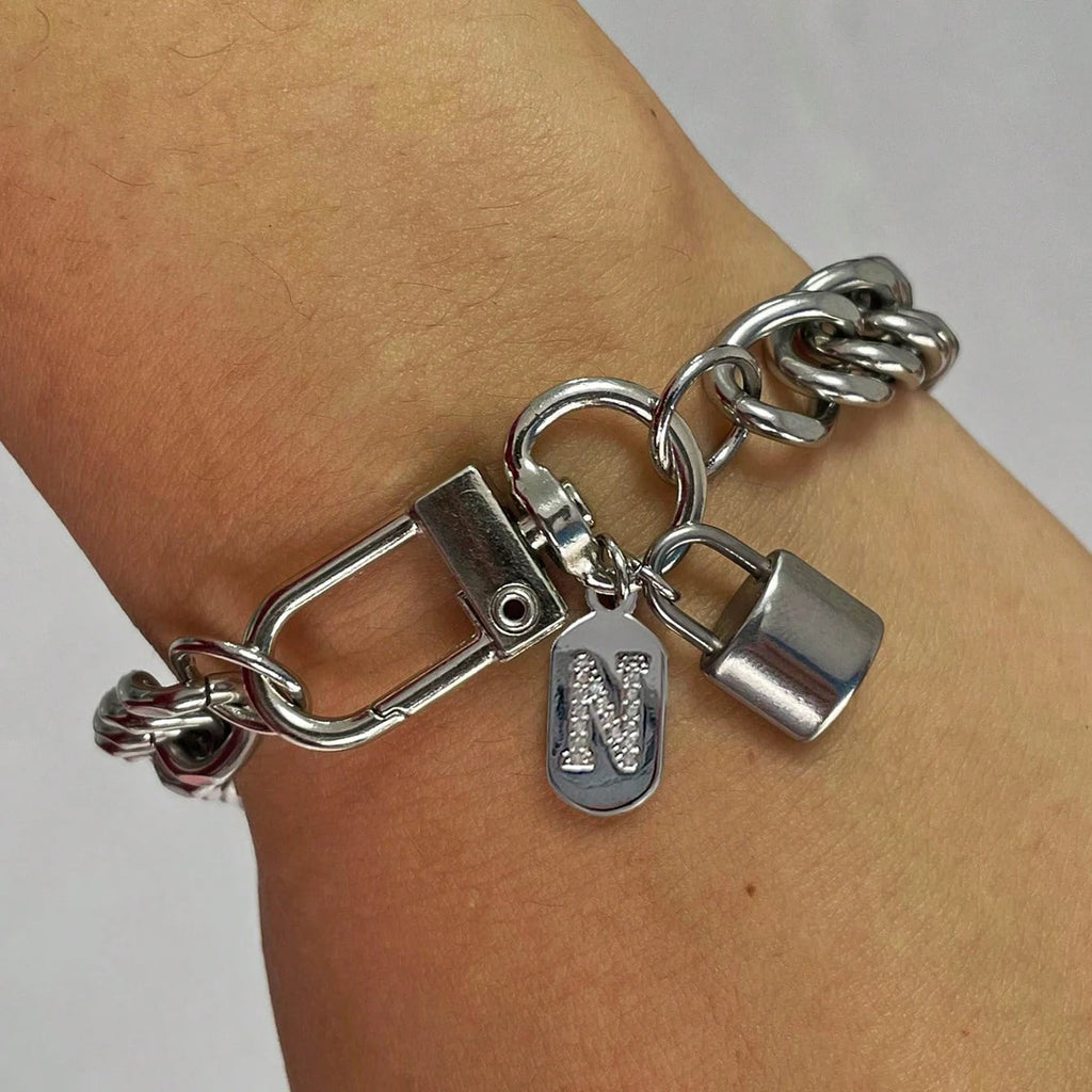 1 Pc Silver Oval Bracelet With A-Z26 Letter Necklace, Unique And Exquisite Style, Suitable For Festivals And Daily Wear