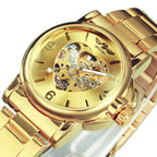 WINNER Fashion Elegant Skeleton Automatic Mechanical Watch for Women Luminous Hands Stainless Steel Strap Business Ladies Watches