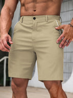 Men Stretch Golf Shorts Hiking Business Light Smooth Polyester Knee Length Summer