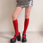 Women Summer Thin Knee High Socks Cute Colorful Dopamine Velvet Calf Sock Korea Trendy Solid Color Simple Sweet JK Stacked Socks