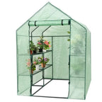 Outdoor gardening plant greenhouse with 8 shelves, durable polycarbonate material, green color, UV-resistant and ventilated des