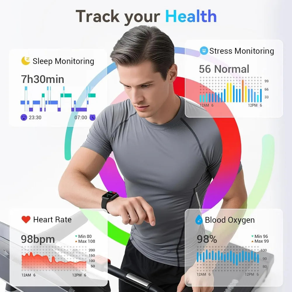 Bluetooth Smartwatch with 1.85" AMOLED Display, Call Features, Fitness Tracking, and Water Resistance for Men and Women