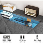 Twin Bed Frame with Storage Headboard and 4 Drawers,Upholstered Platform with Charging Station and Led Lights,Adjustable