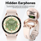 EIGIIS 2026 2-in-1 Smart Watch with Hidden Earbuds 1.39"IPS HD Screen 280mAh Sports Fitness Tracker Heart Rate Monitor for Women