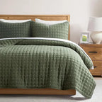 Luxury Cross-Stitch Design Quilt Bedding Set Lightweight Soft Summer Bedspread All-Season Quilted Coverlet with 2 Pillow Shams Twin Queen King California King Size Bed Covers