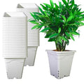 Square white pot for indoor plants, durable plastic, 7x7 base and 9 tall, pack of 50